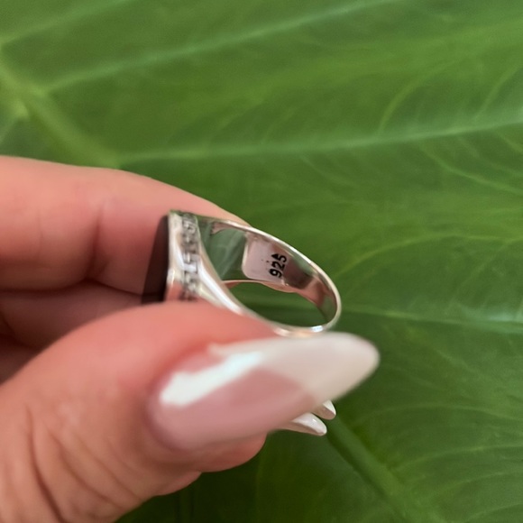 Men Sterling silver Black Onyx Ring Deco Signet Ring sizes 8 9 10 11 12 - Picture 9 of 13